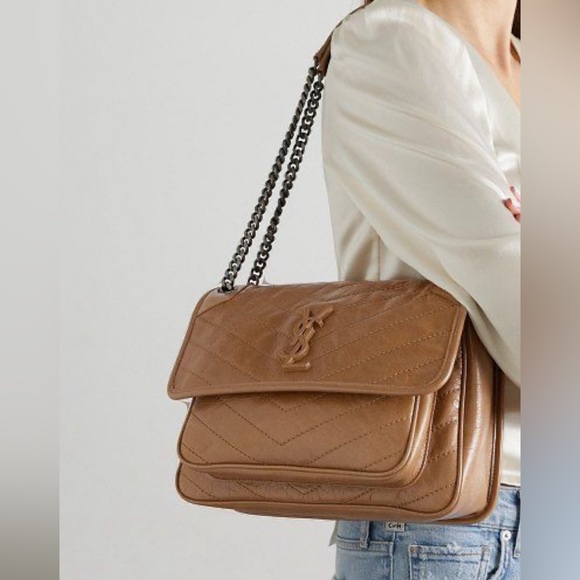 YSL Saint Laurent Niki Bag MediumChevron Neutral Pristine Condition original box - Picture 2 of 14
